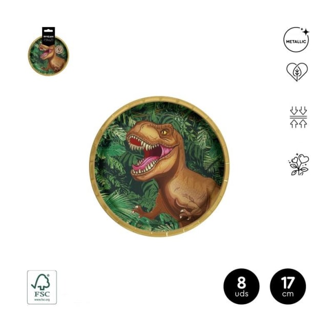 OH YEAH! Dino Paper Plates Ø17cm 8pk