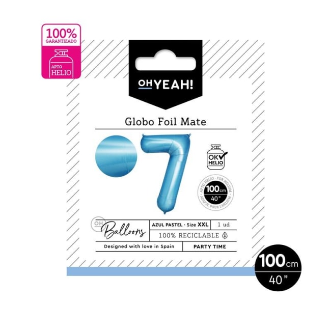 OH YEAH! Blue Matte Number Balloon Nr.7 100cm