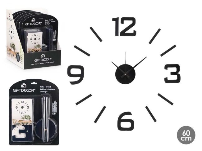 GiftDecor Veggklokke Svart Ø60cm