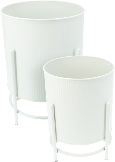 Blomsterpotter på stativ hvit