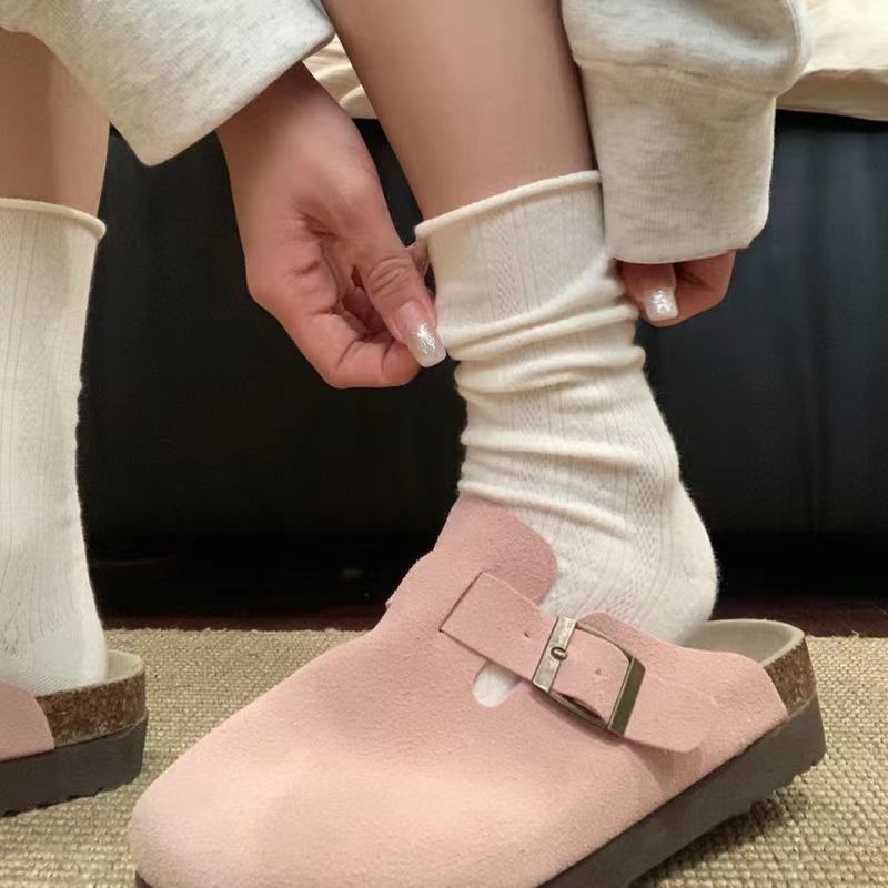 Vớ Cổ Cao Nhún Nữ Hàn Quốc Vintage TIỆM VỚ ÊM - Tất Gân Tăm Ren Cotton Co Giãn, Mềm Mịn