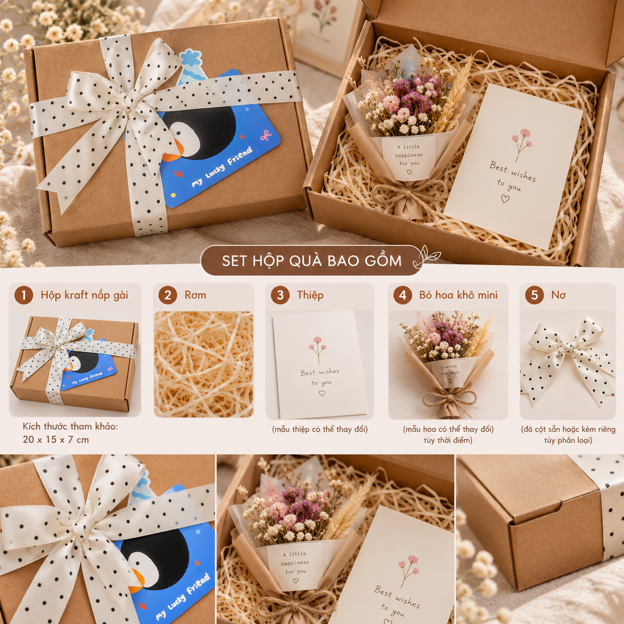 Hộp quà kraft – Set cơ bản (chưa bao gồm vớ)
