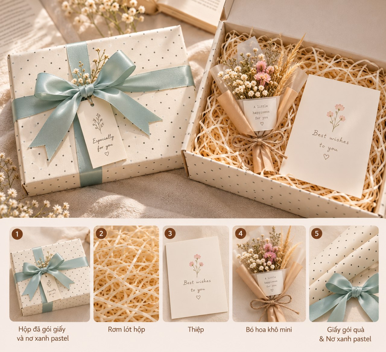 Hộp quà kraft – Set có giấy gói (chưa bao gồm vớ)