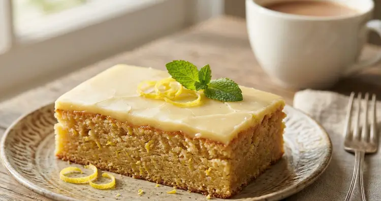 상큼한 레몬 글레이즈가 올라간 레몬 블론디 완성 모습