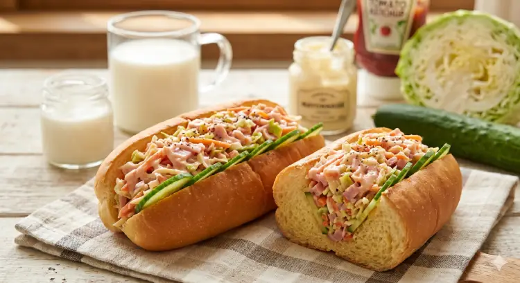 핫도그빵에 양배추 샐러드를 가득 채운 추억의 샐러드빵