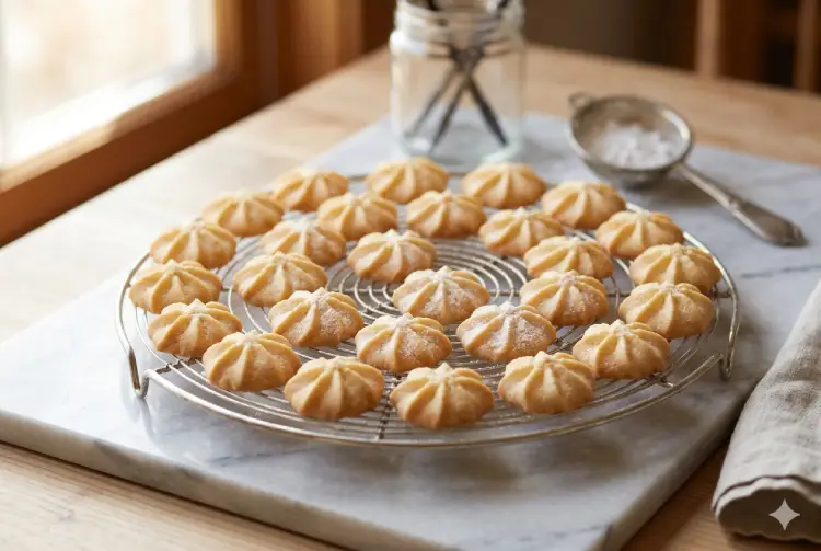 별 모양 깍지로 짜서 구운 기본 버터쿠키 25개 완성 컷