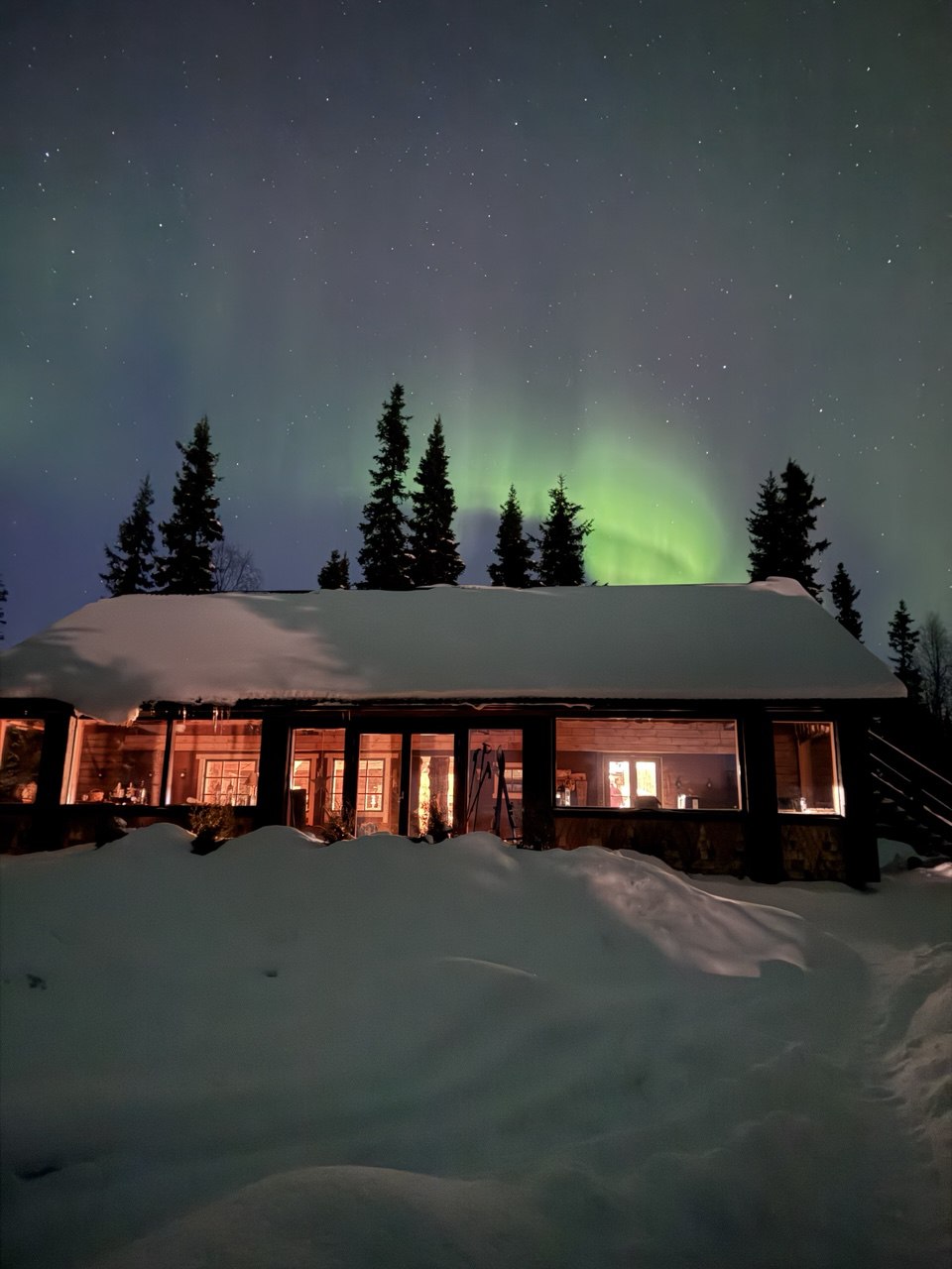 Northern Lights above the lodge