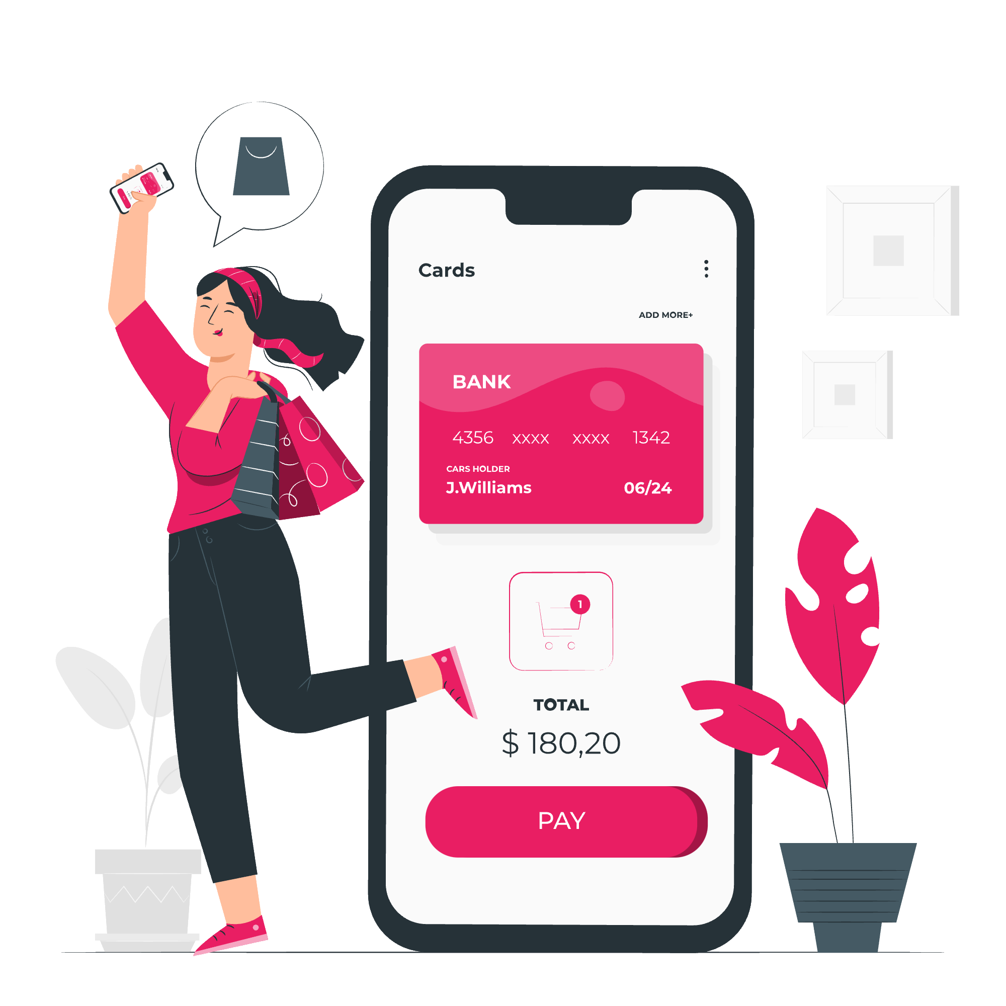 Illustration of a person using a mobile app