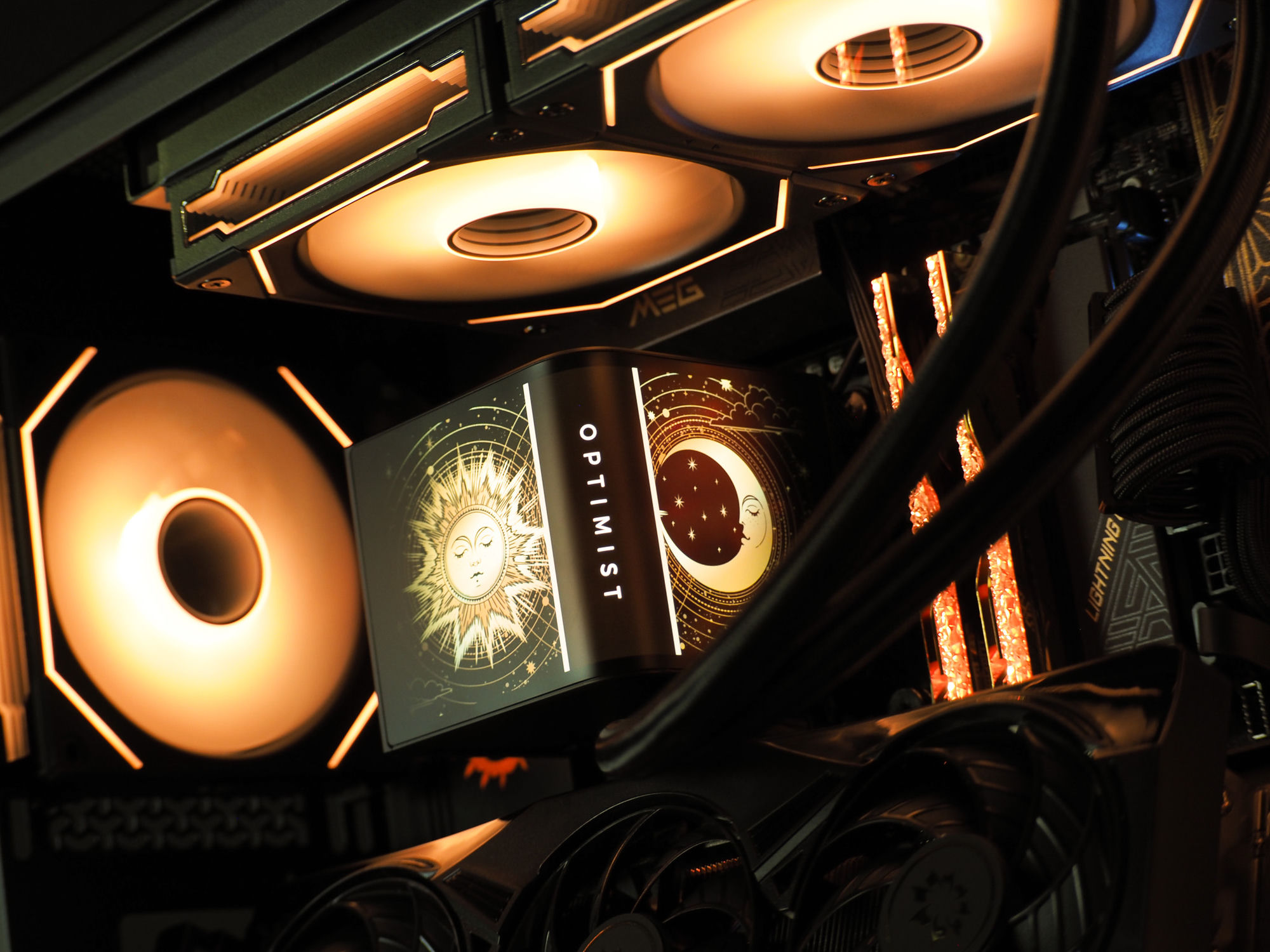 The cooler screen showing the iconized sun and moon beneath the Optimist wordmark