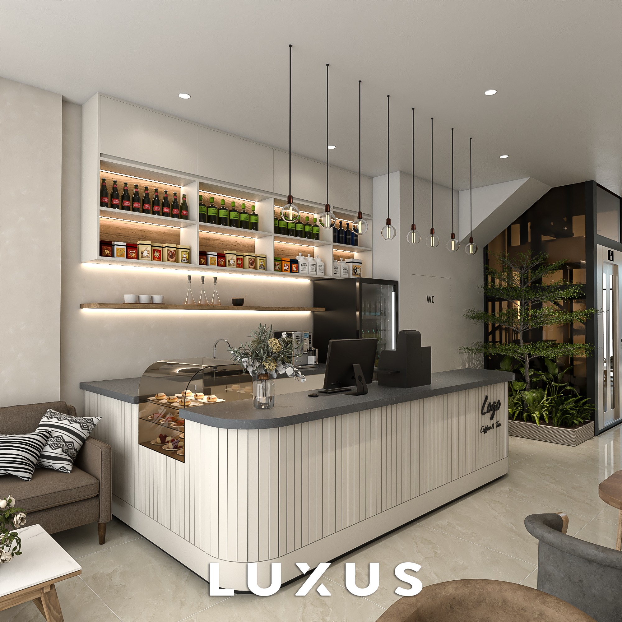 Thiết kế thi công nội thất quán Coffee & Tea tại Shophouse Vinhomes Ocean Park 3