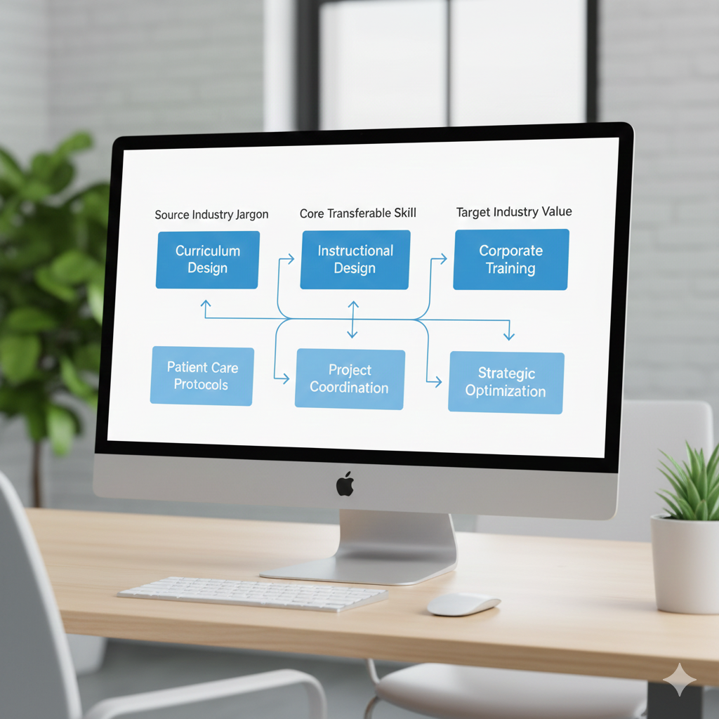 Skills translation matrix showing how industry-specific skills transfer to new careers