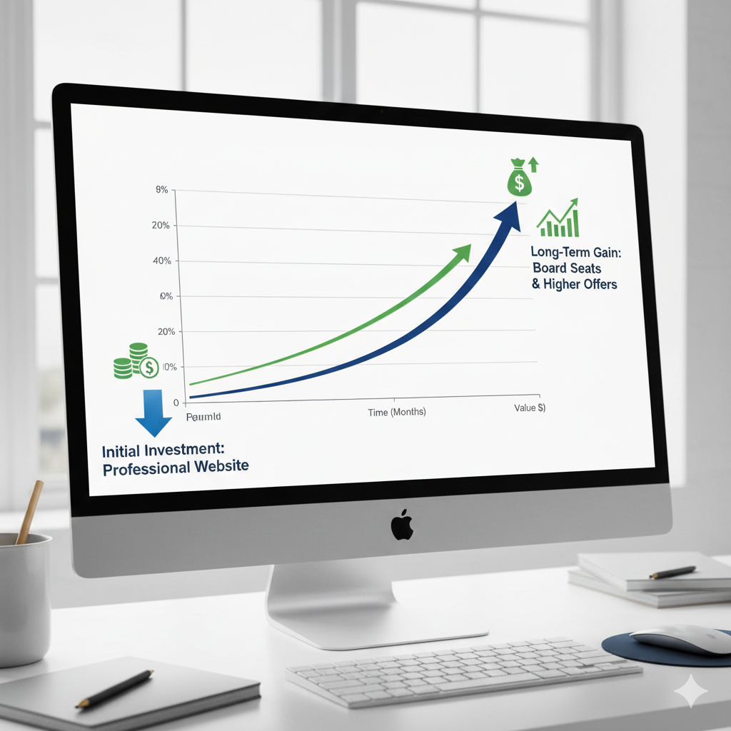 Metrics chart showing initial investment and ROI on web development services for professionals
