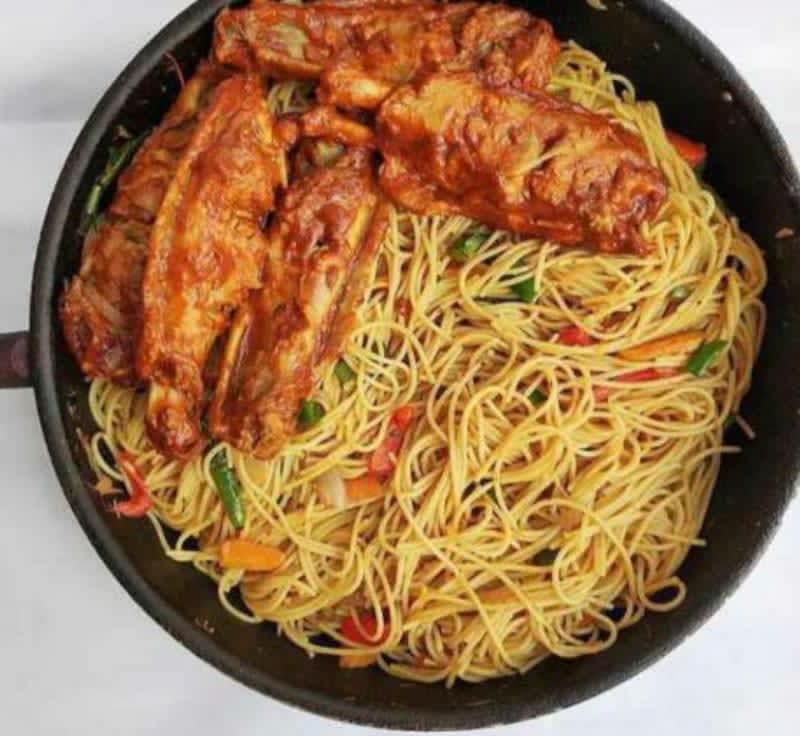 Stir Fry Spaghetti with Grilled Chicken or Turkey