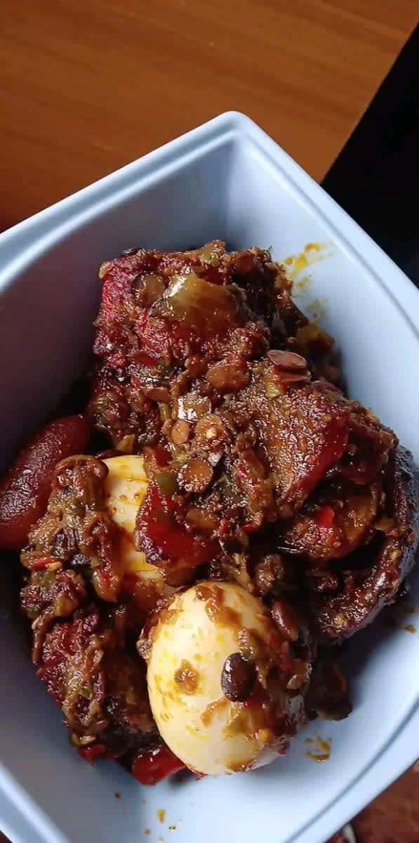 Ofada/White Rice with Ayamase Sauce