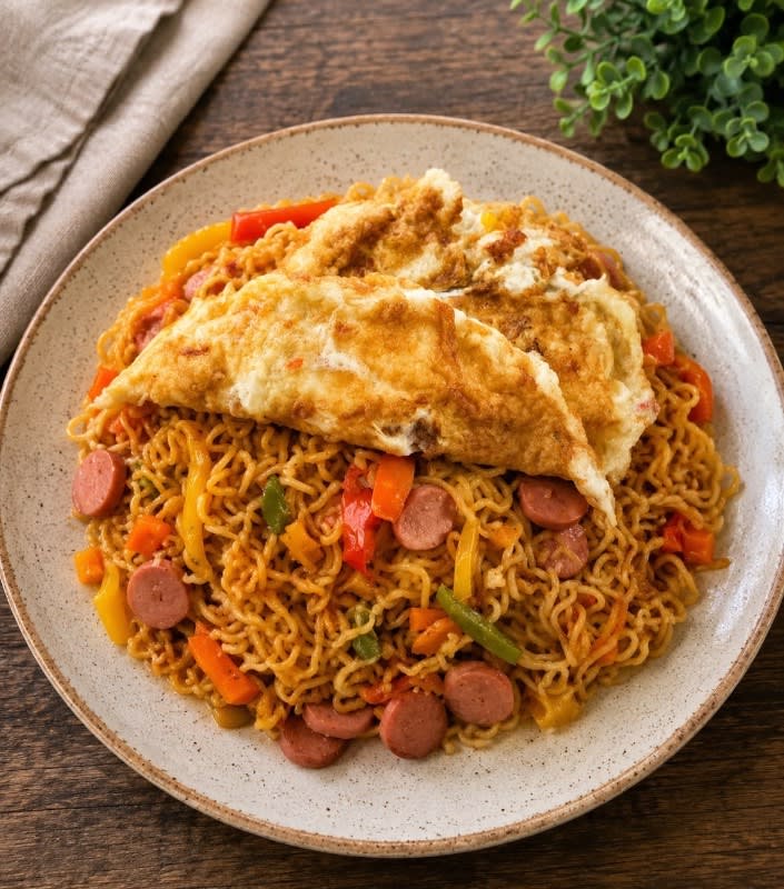 Noodles and egg