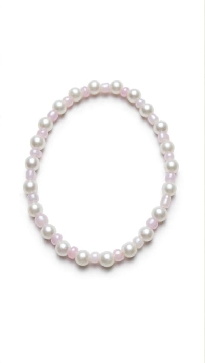 Pulsera de Perlas Blancas y mostacillas Rosas