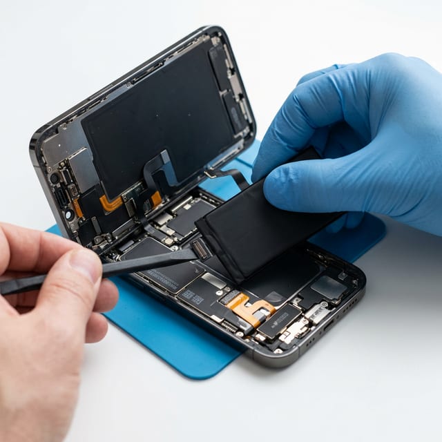 iPhone Akku Austausch Wien – Nahaufnahme Batteriewechsel bei Mac and Phone Doc