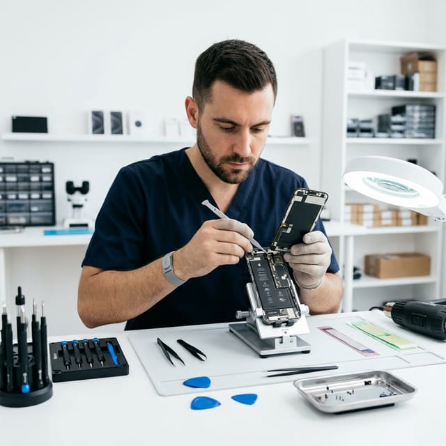 Techniker bei professioneller iPhone Display Reparatur in Wien – Mac and Phone Doc