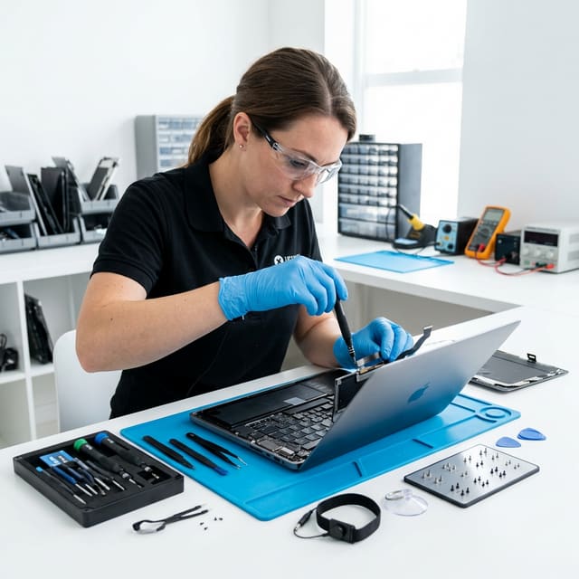 Technikerin bei professioneller MacBook Display Reparatur in Wien – Mac and Phone Doc