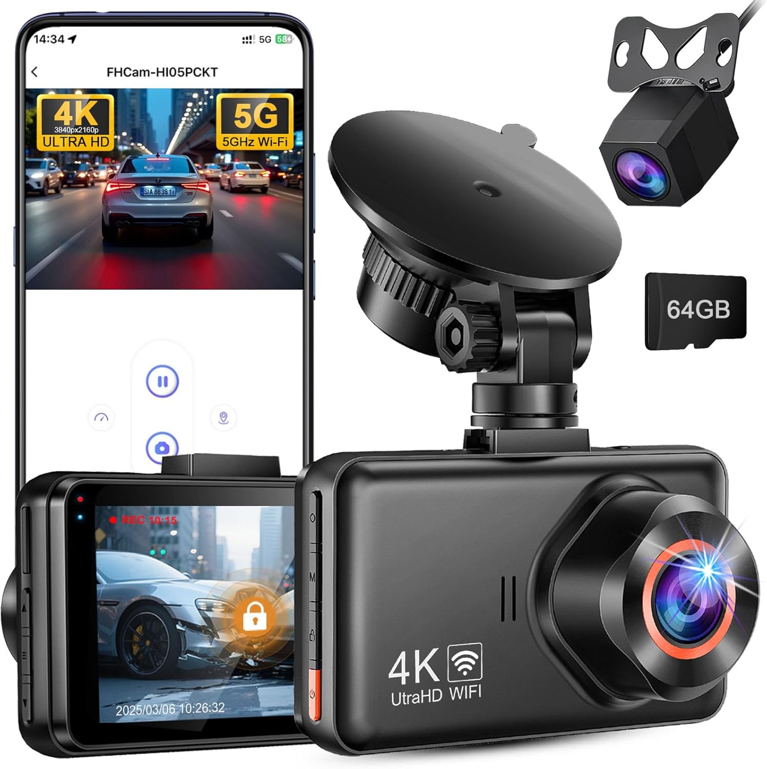 Dusefogo Dashcam Voiture Avant