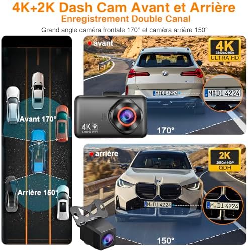 Vue 2 de Dusefogo Dashcam Voiture Avant