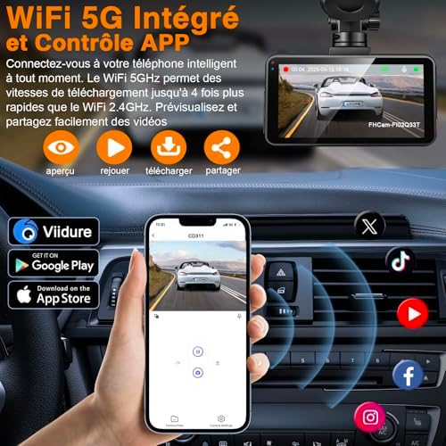 Vue 3 de Dusefogo Dashcam Voiture Avant