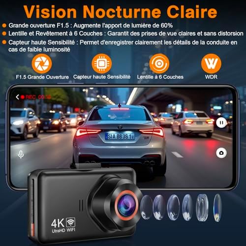 Vue 4 de Dusefogo Dashcam Voiture Avant