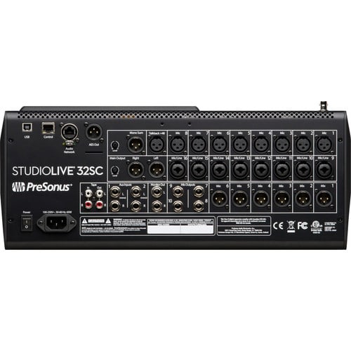 PreSonus StudioLive 32SC 32-Channel Compact Digital Mixer - Rear View