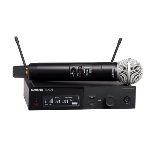 Shure SLXD24/SM58 Wireless Handheld Microphone System Front with Handheld Wireless Microphone