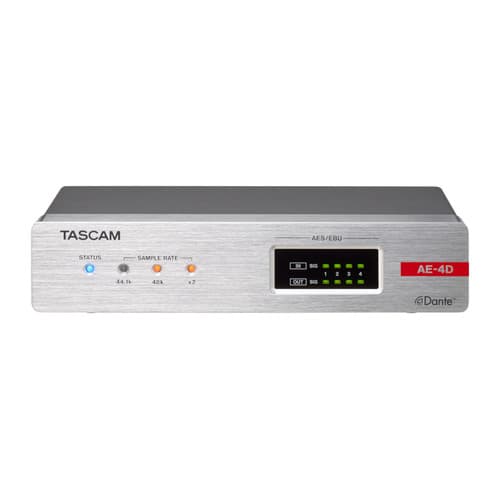 Tascam AE-4D 4-Channel AES/EBU I/O Dante Converter with Built-In DSP Mixer front