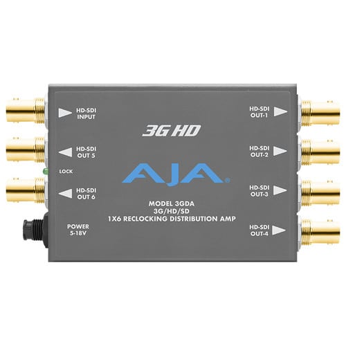 AJA 3GDA 1x6 3G/HD/SD Reclocking Distribution Amplifier