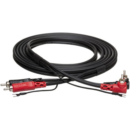 Hosa Dual RCA to Dual Right-Angle RCA Cable with Ground Wire