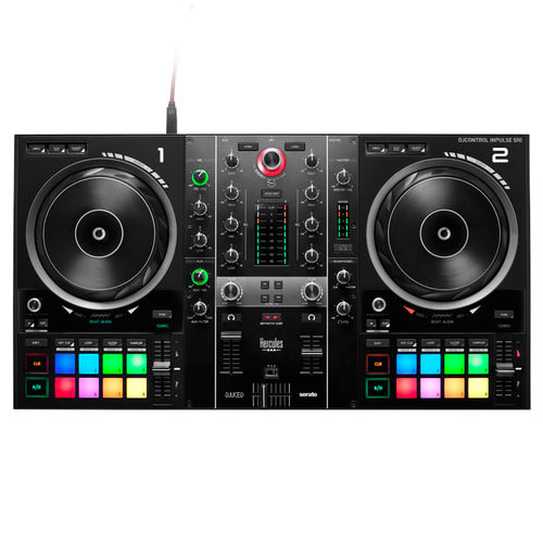  Hercules DJ DJControl Starlight  Pocket USB DJ Controller with  Serato DJ Lite, Touch-Sensitive Jog Wheels, Built-in Sound Card and  Built-in Light Show : Musical Instruments