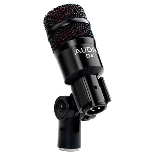 Audix D4 Dynamic Instrument Microphone With Stand mounted