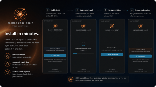 Claude Code Orbit sidebar — Enable Orbit flow