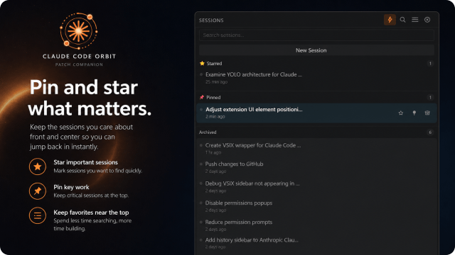 Pin and star session controls