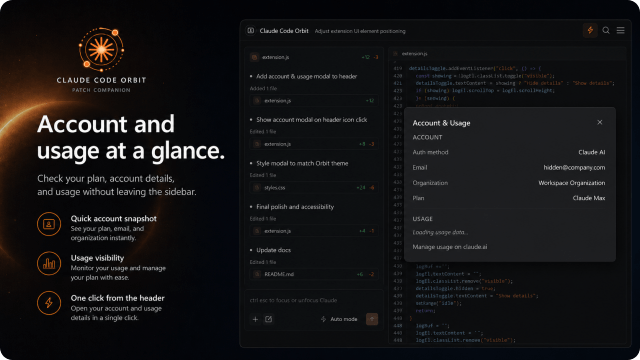 Account & Usage popover
