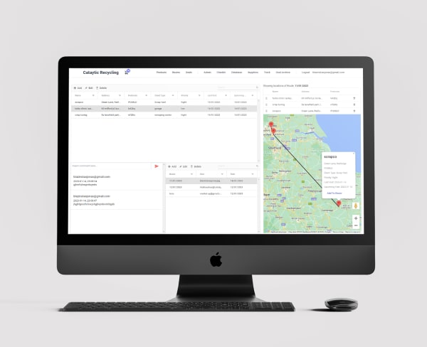 Automated Digital Waste Tracking interface detailing active inventory configurations and carrier data tables