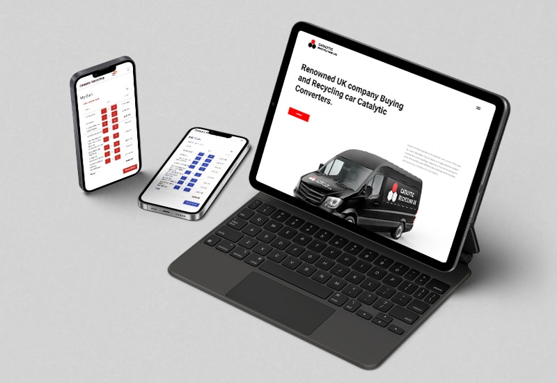 Two phones and a tabled displaying an ERP system with a website | HEXAS Web Design & Softawre Development