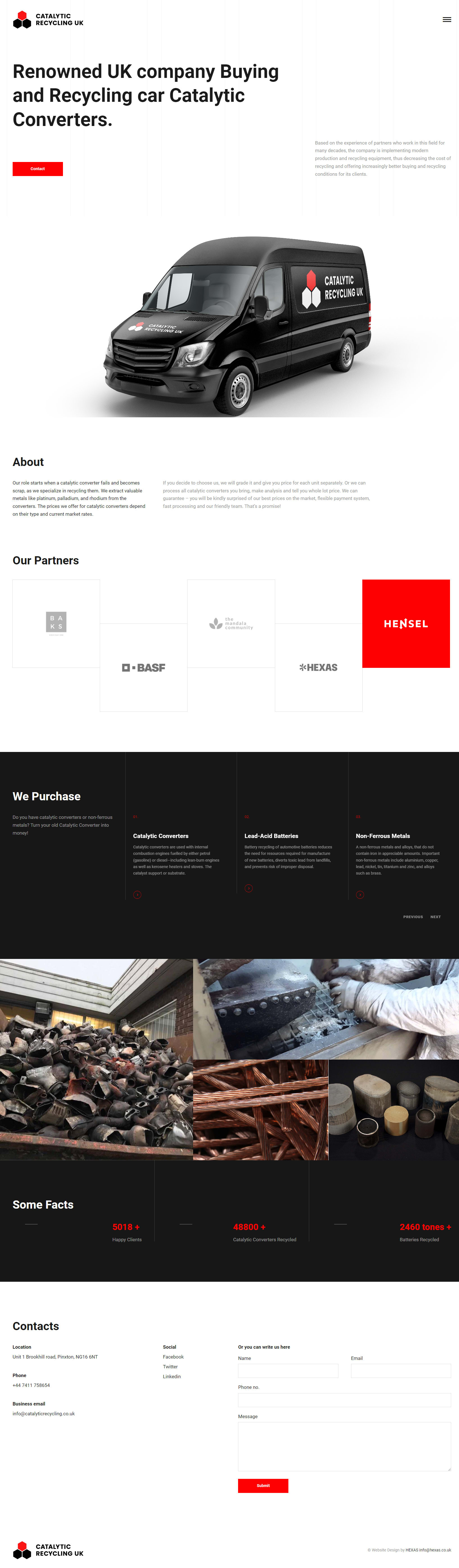 Catalytic Recycling UK Webpage Design | HEXAS Web Design & Softawre Development