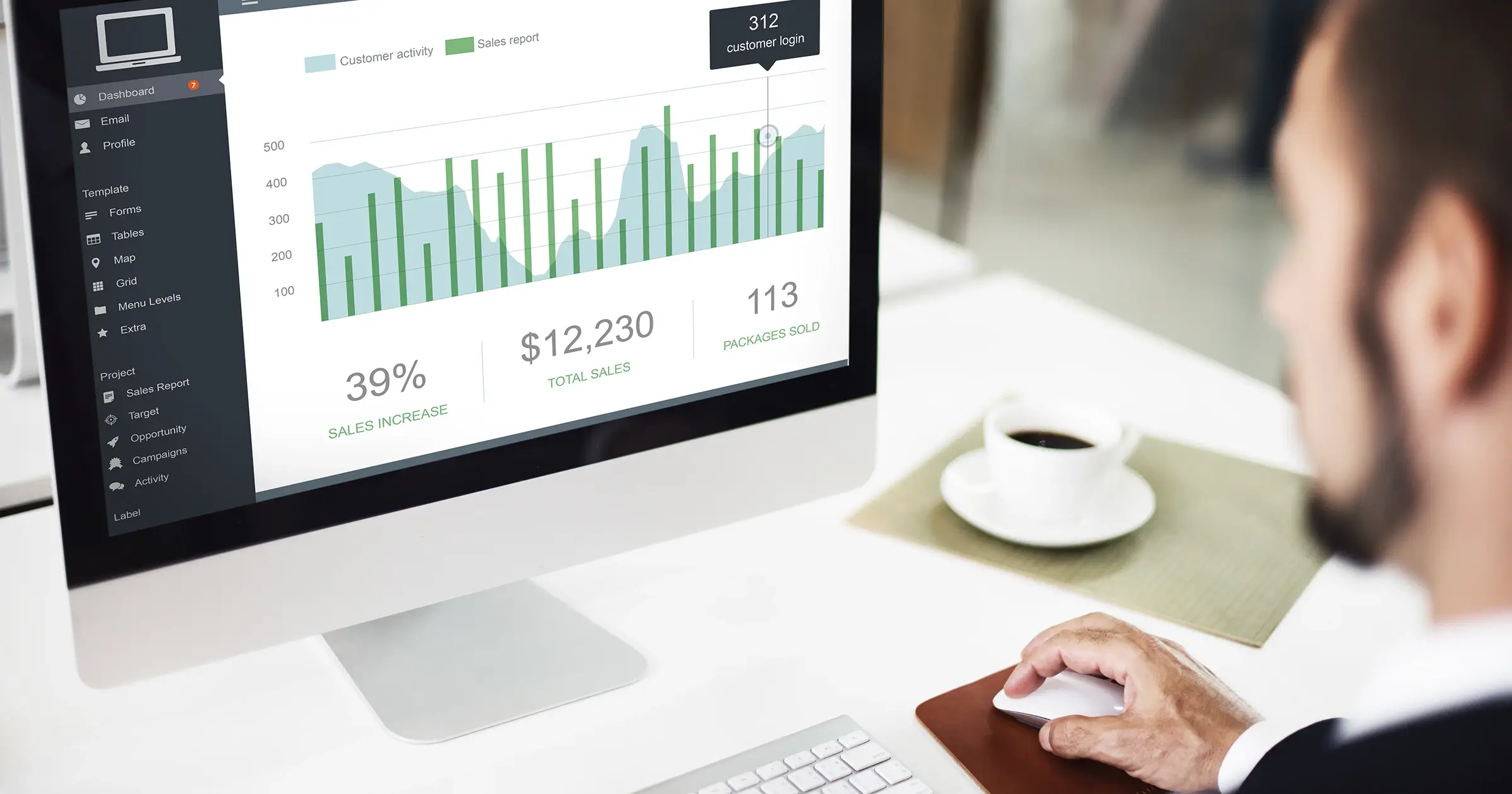 Agency staff looking at charts on a screen