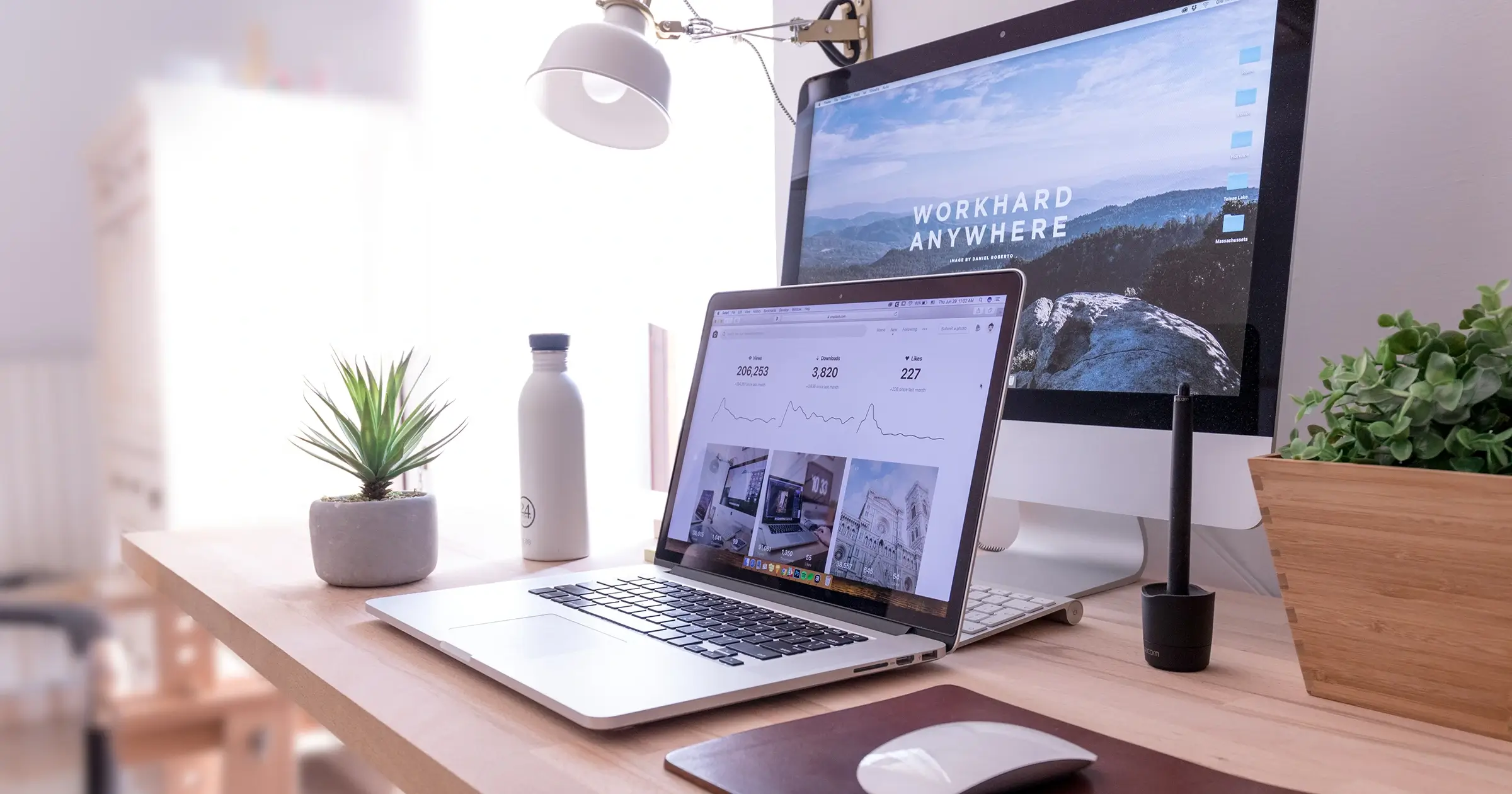 Macbook Pro on a desk at home