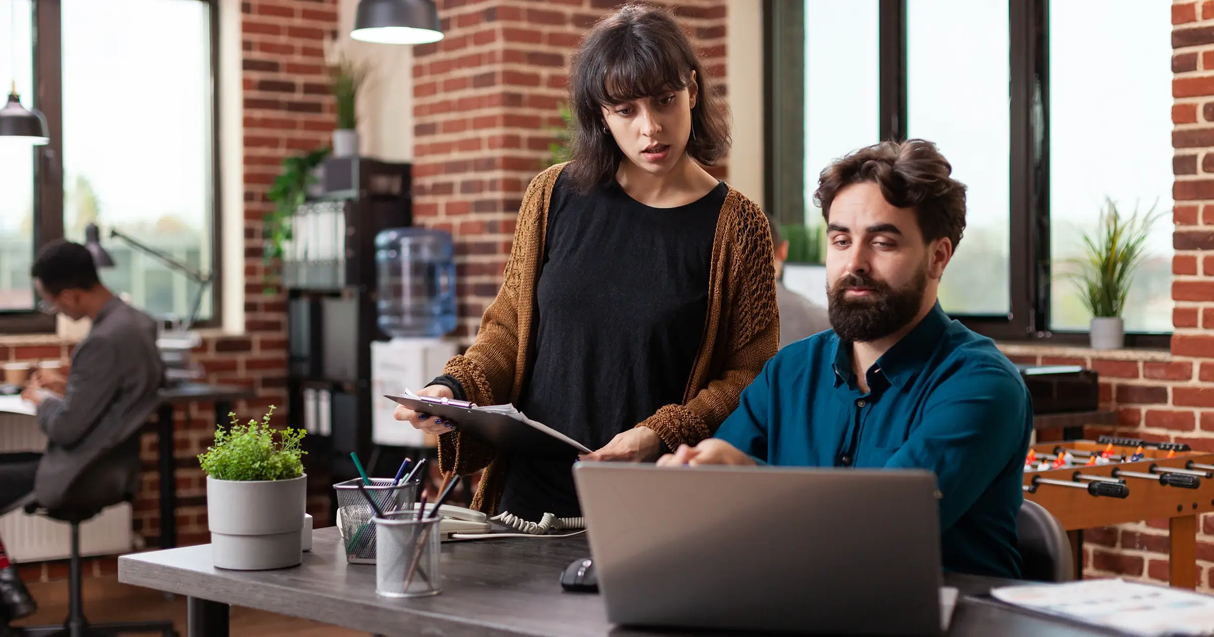 Man and woman working together