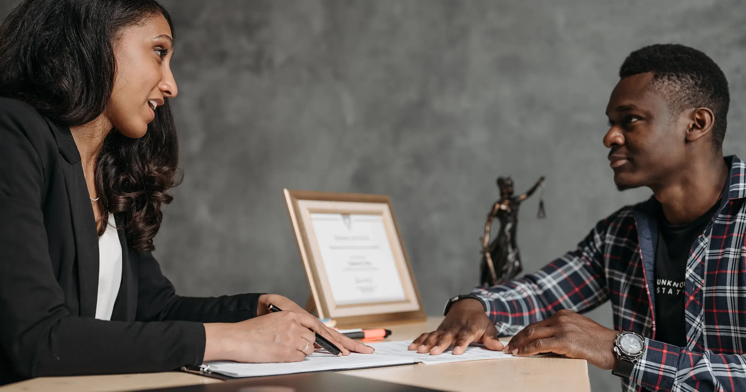 Person chatting with a lawyer