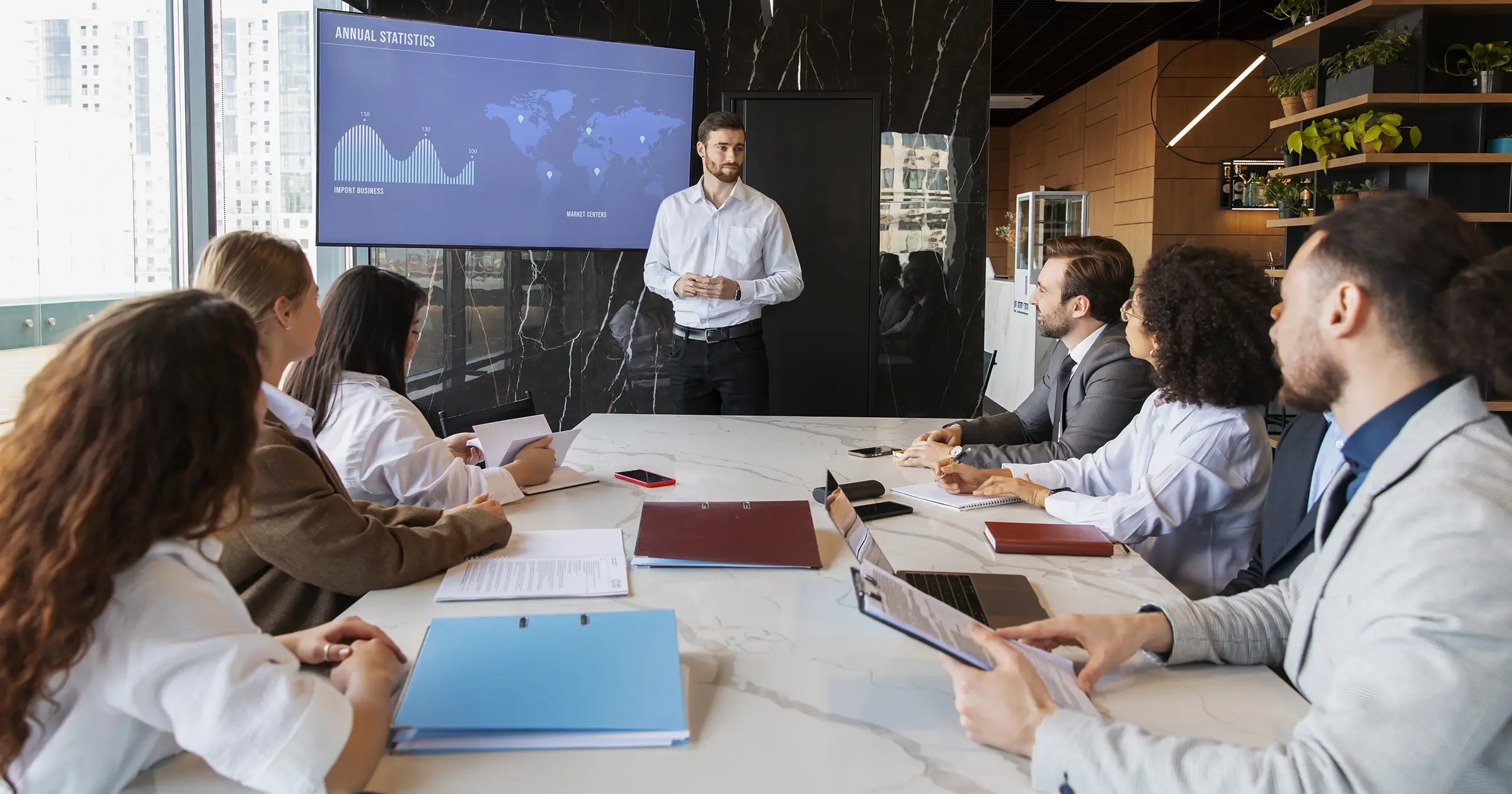 A presentation during a client meeting