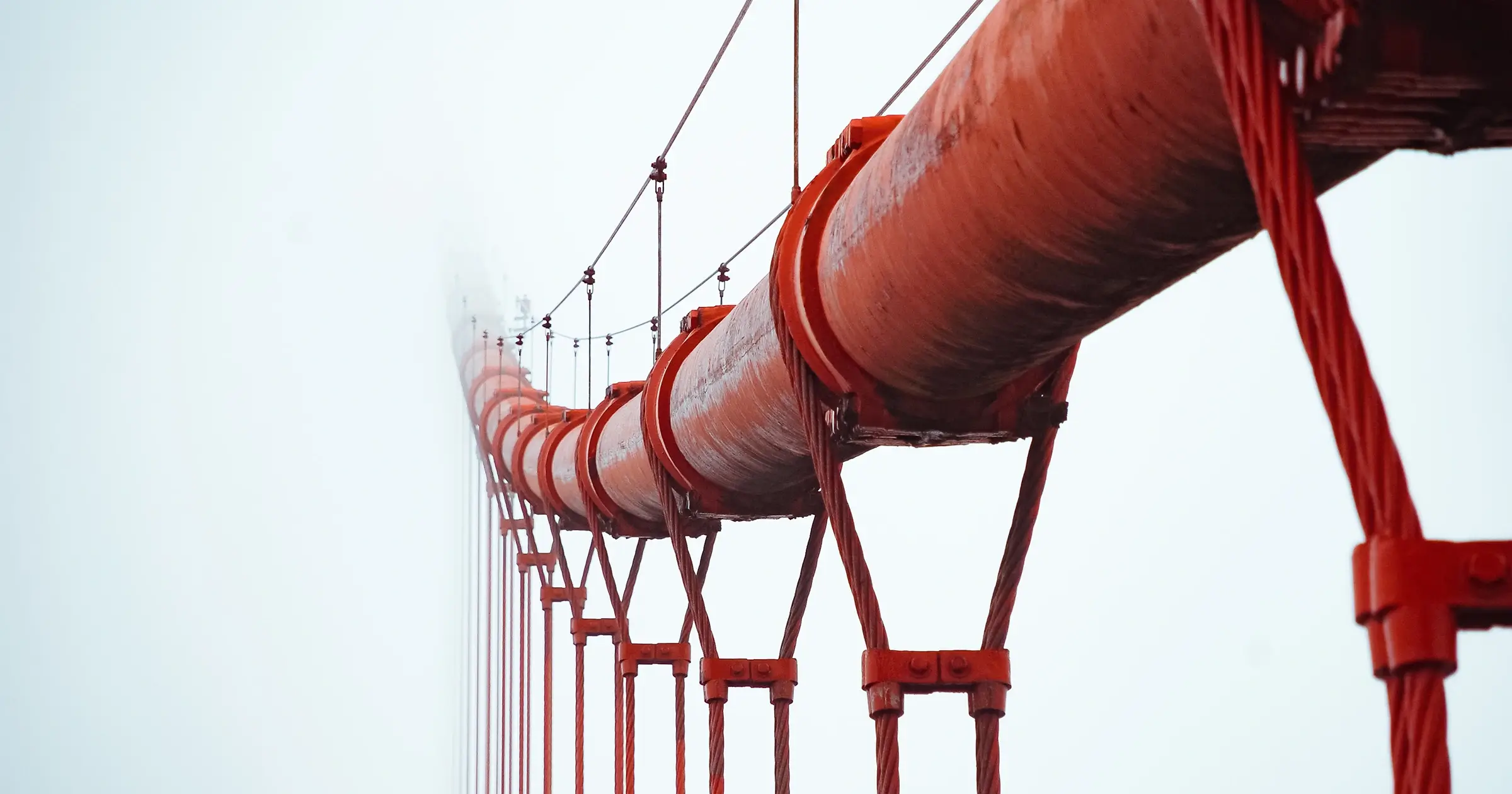 Red pipeline going through the clouds