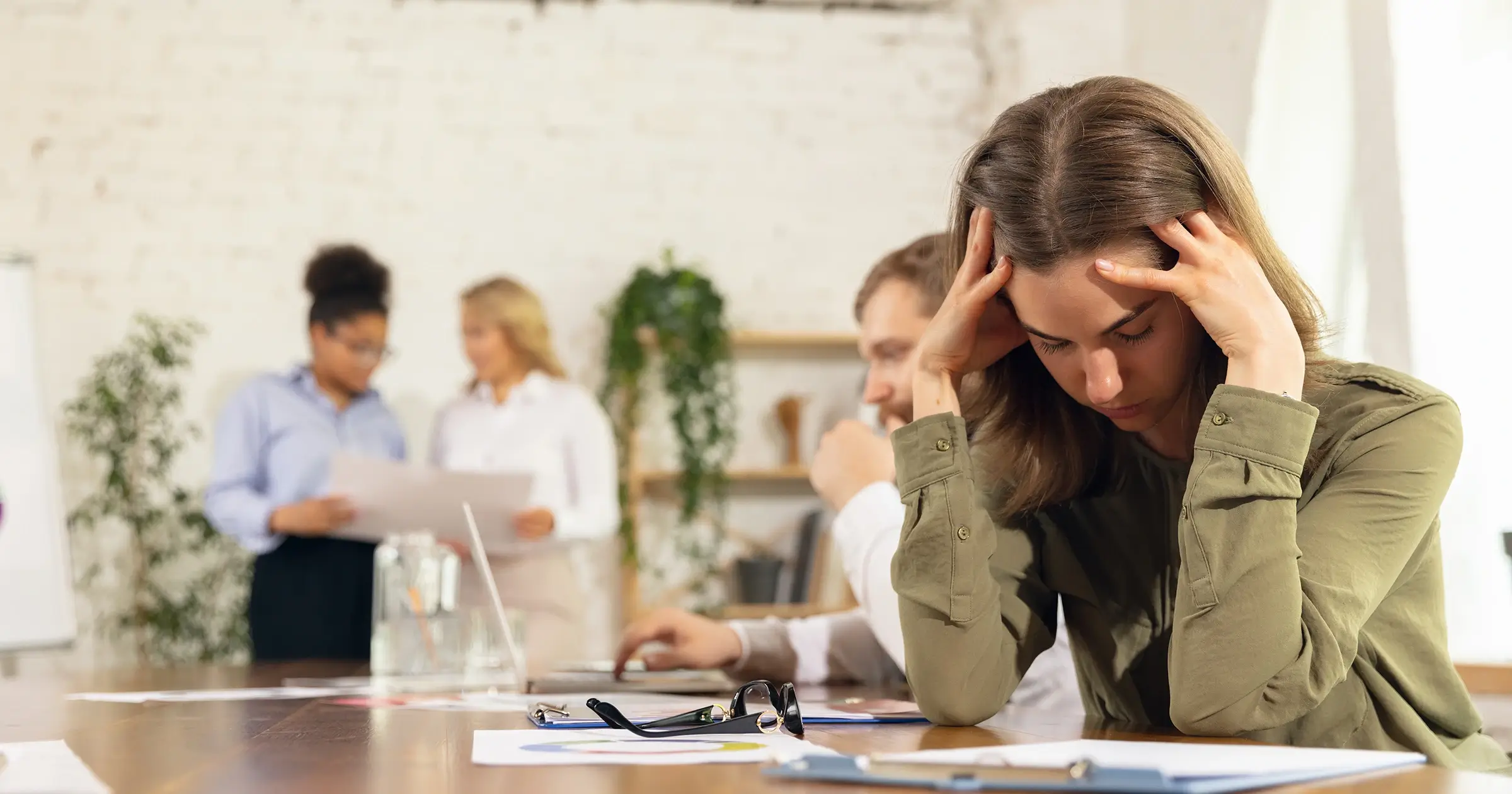 Woman getting stressed at work