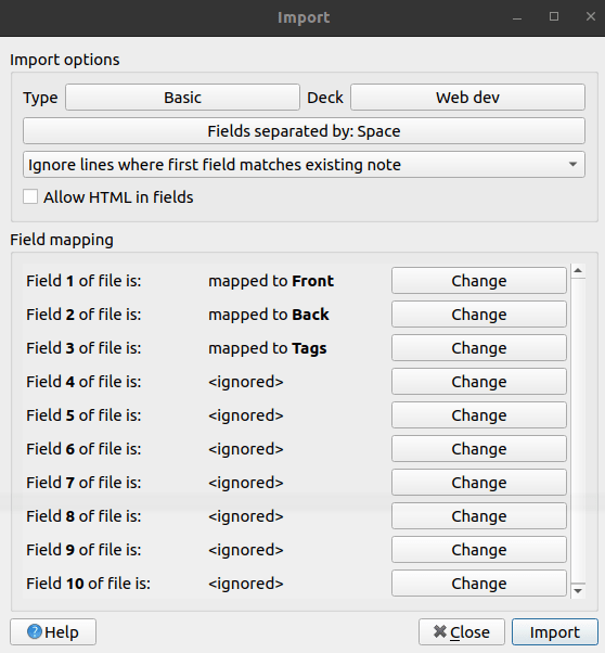 Anki import cards, step 1