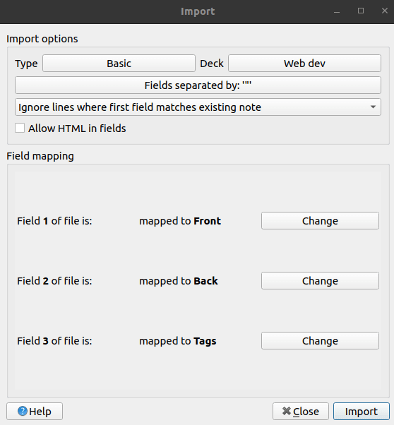 Anki import cards, step 3