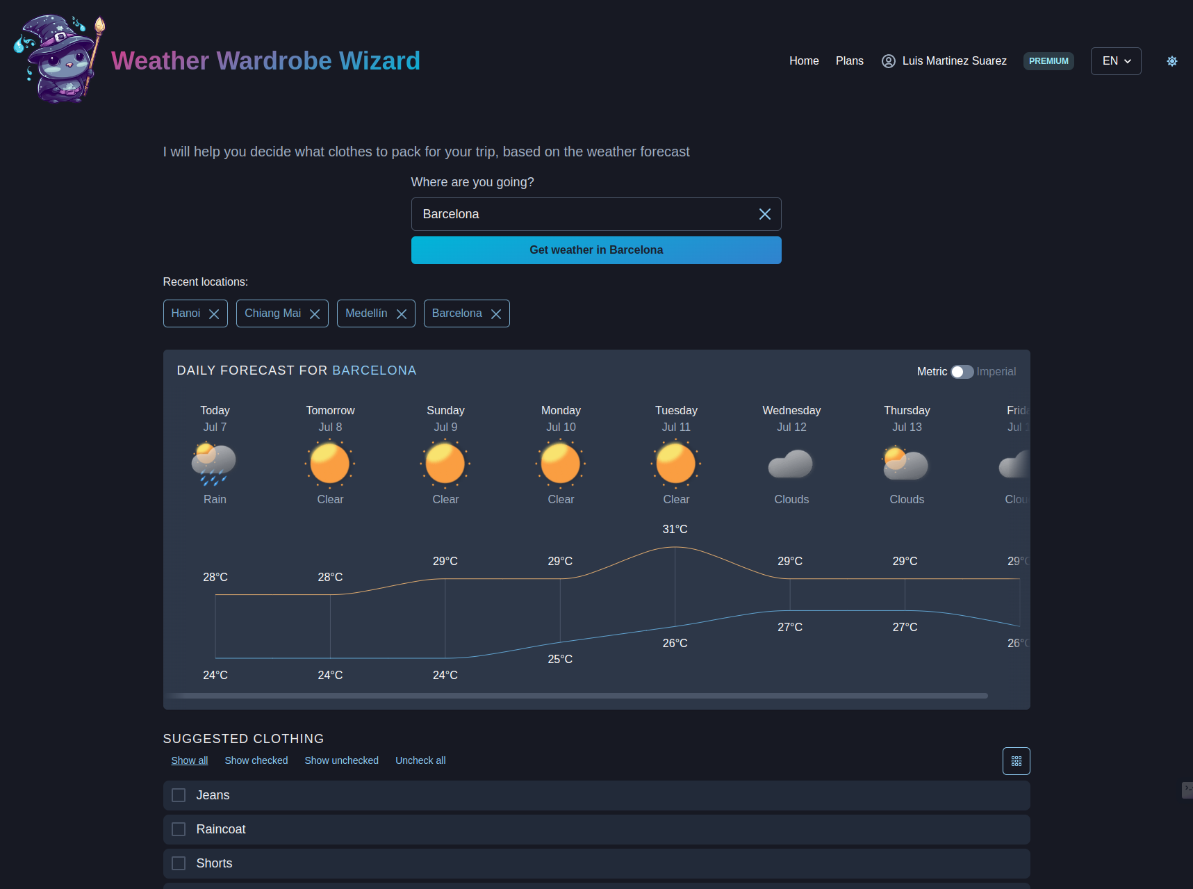 Weather Wardrobe Wizard screenshot